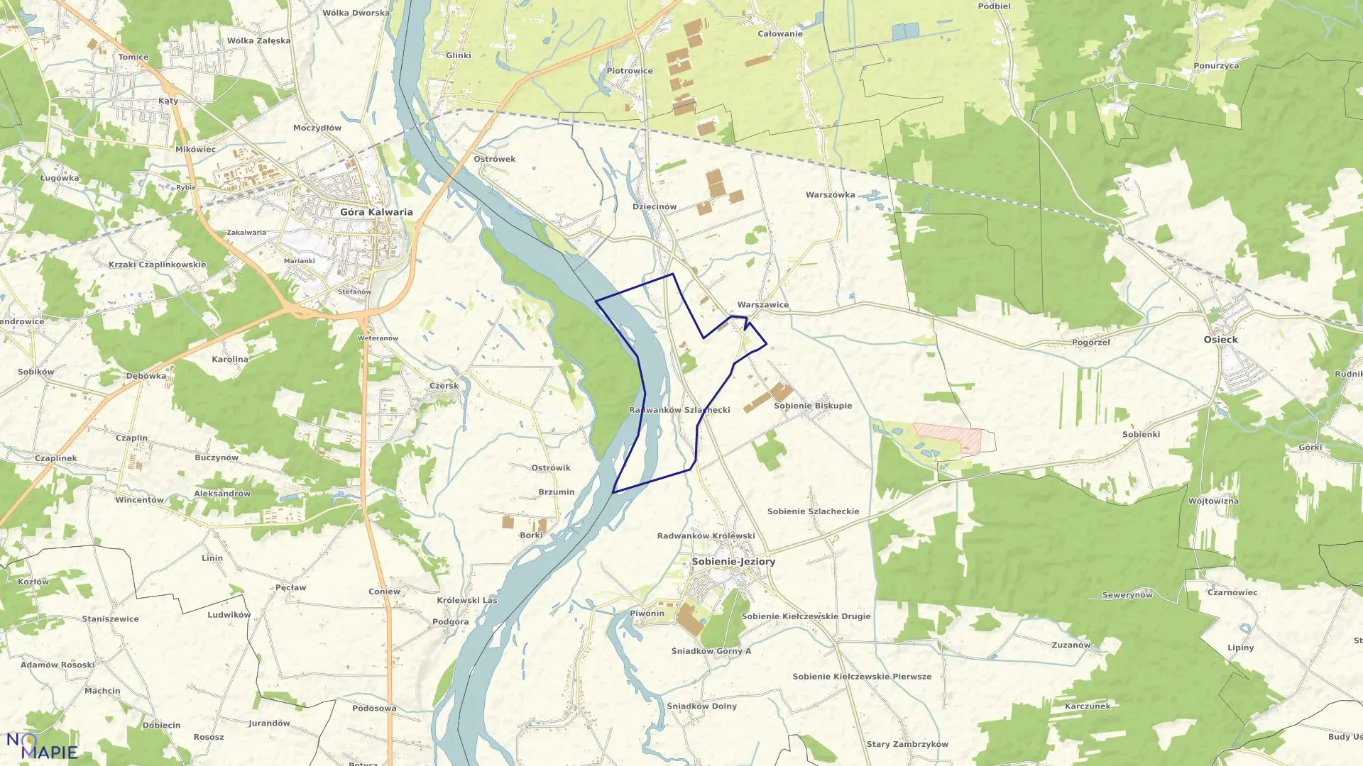 Mapa obrębu RAD.SZLACHECKI w gminie Sobienie-Jeziory