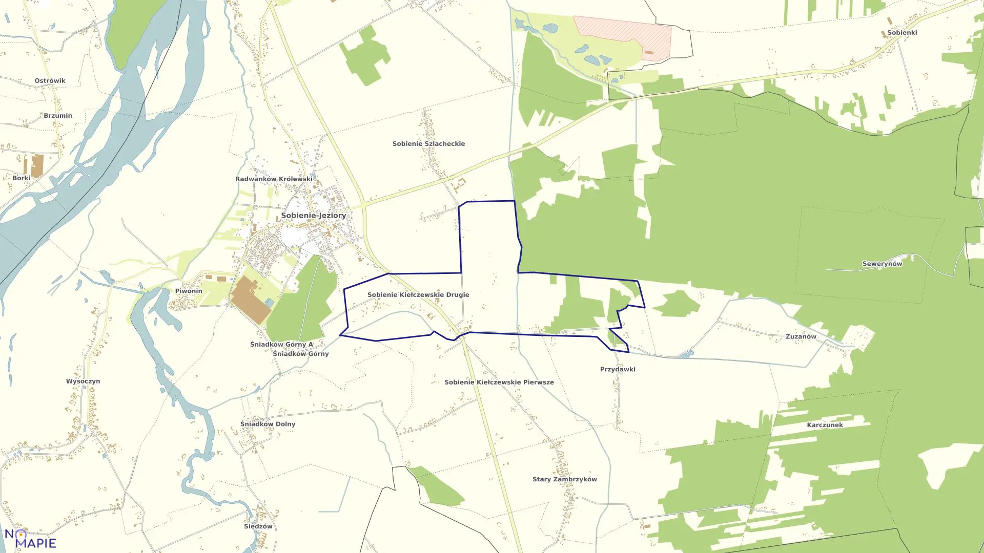 Mapa obrębu SOB.KIEŁCZEWSKIE II w gminie Sobienie-Jeziory