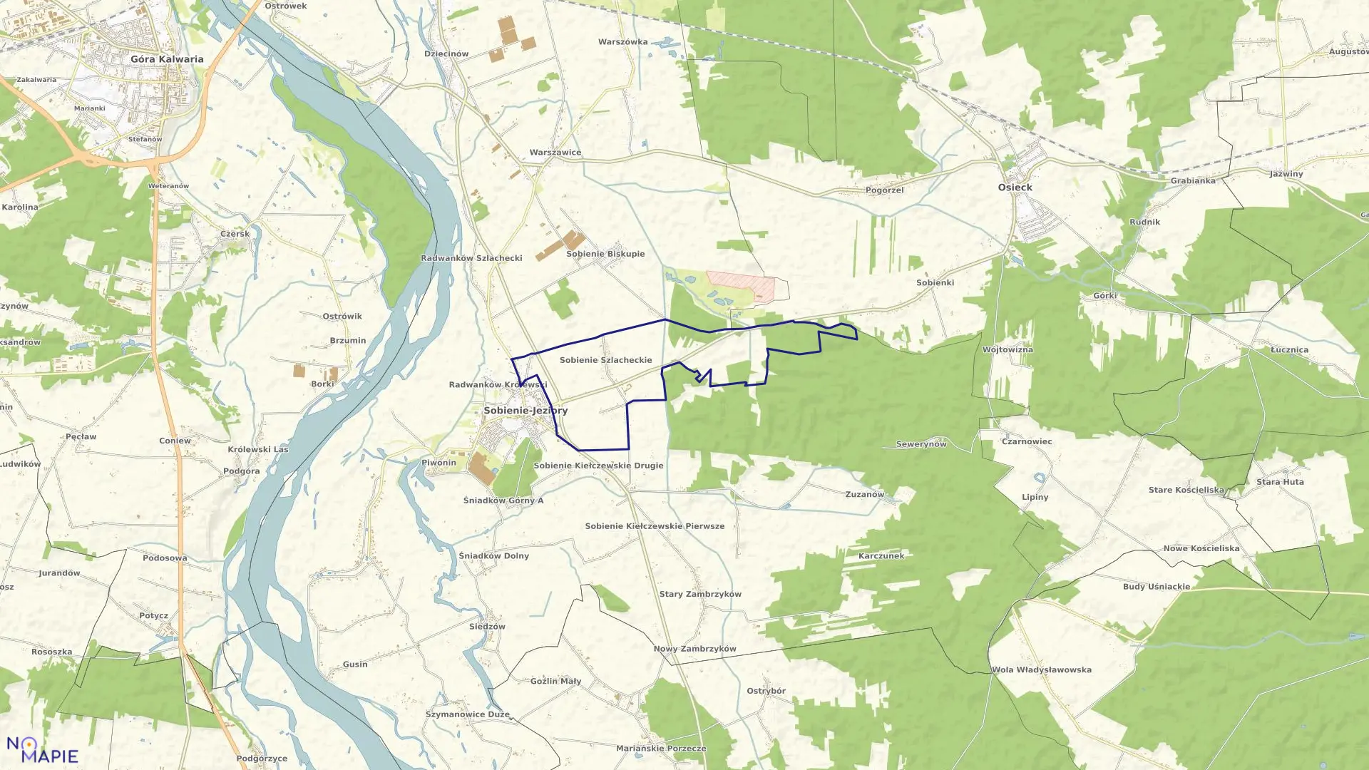 Mapa obrębu SOB.SZLACHECKIE w gminie Sobienie-Jeziory